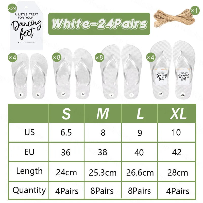 6-100 Pairs Flip Flops "A Little Treat For Your Dancing Feet" Tags