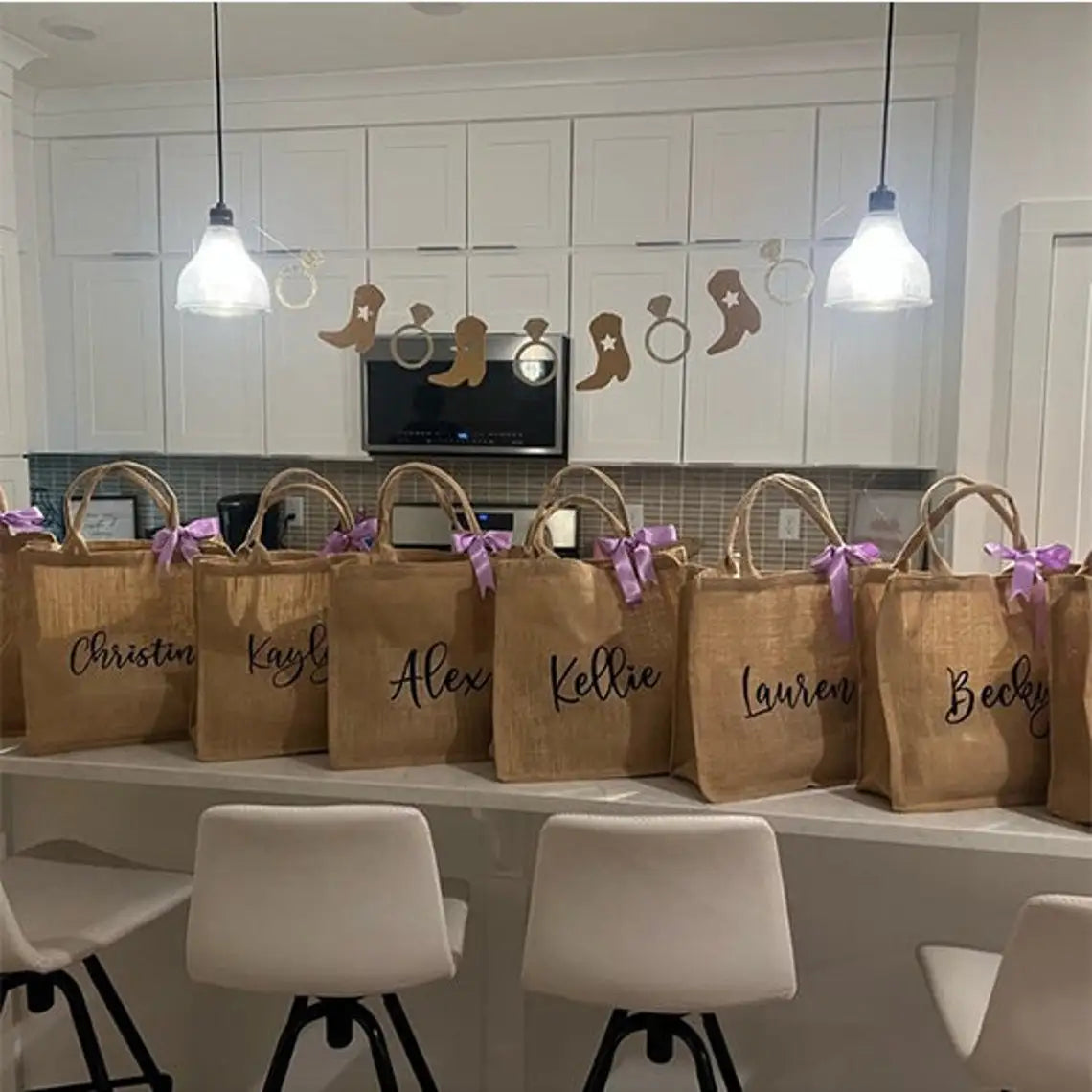 6-20PC Burlap Tote Bags with Handles