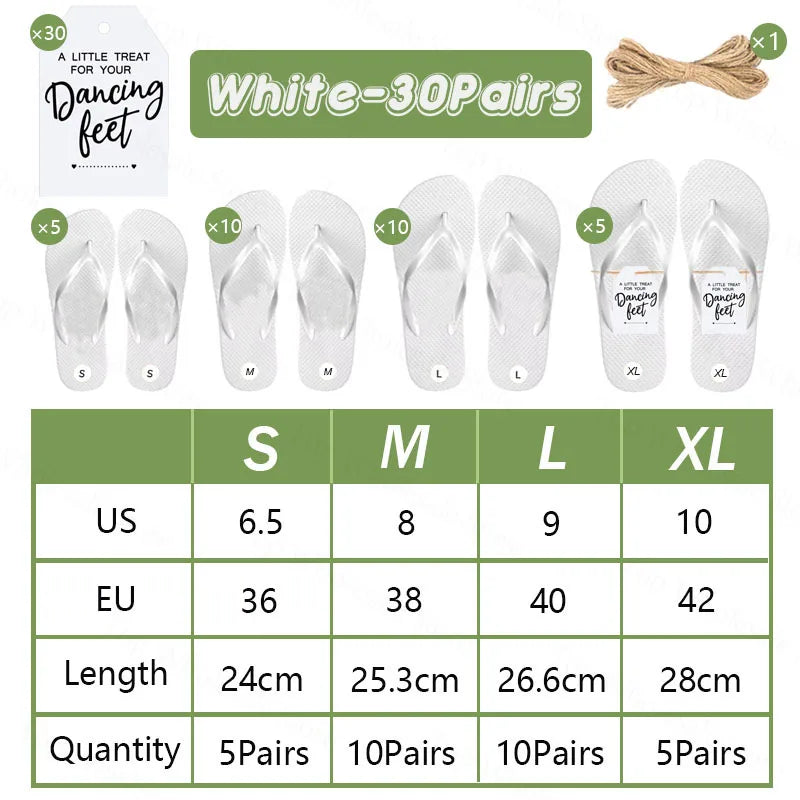 6-100 Pairs Flip Flops "A Little Treat For Your Dancing Feet" Tags