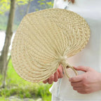 6/12/24PC 27cm Bamboo Raffia Hand Fans