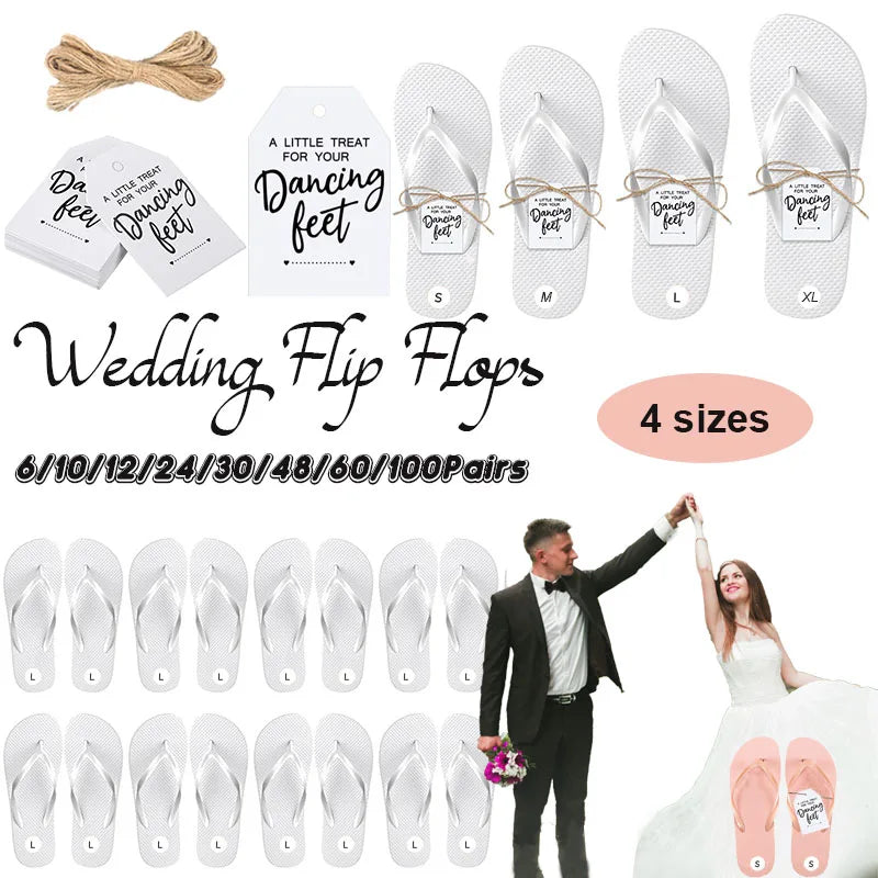6-100 Pairs Flip Flops "A Little Treat For Your Dancing Feet" Tags