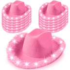 Light Up LED Cowboy Hat With Feather Optional Sunglasses