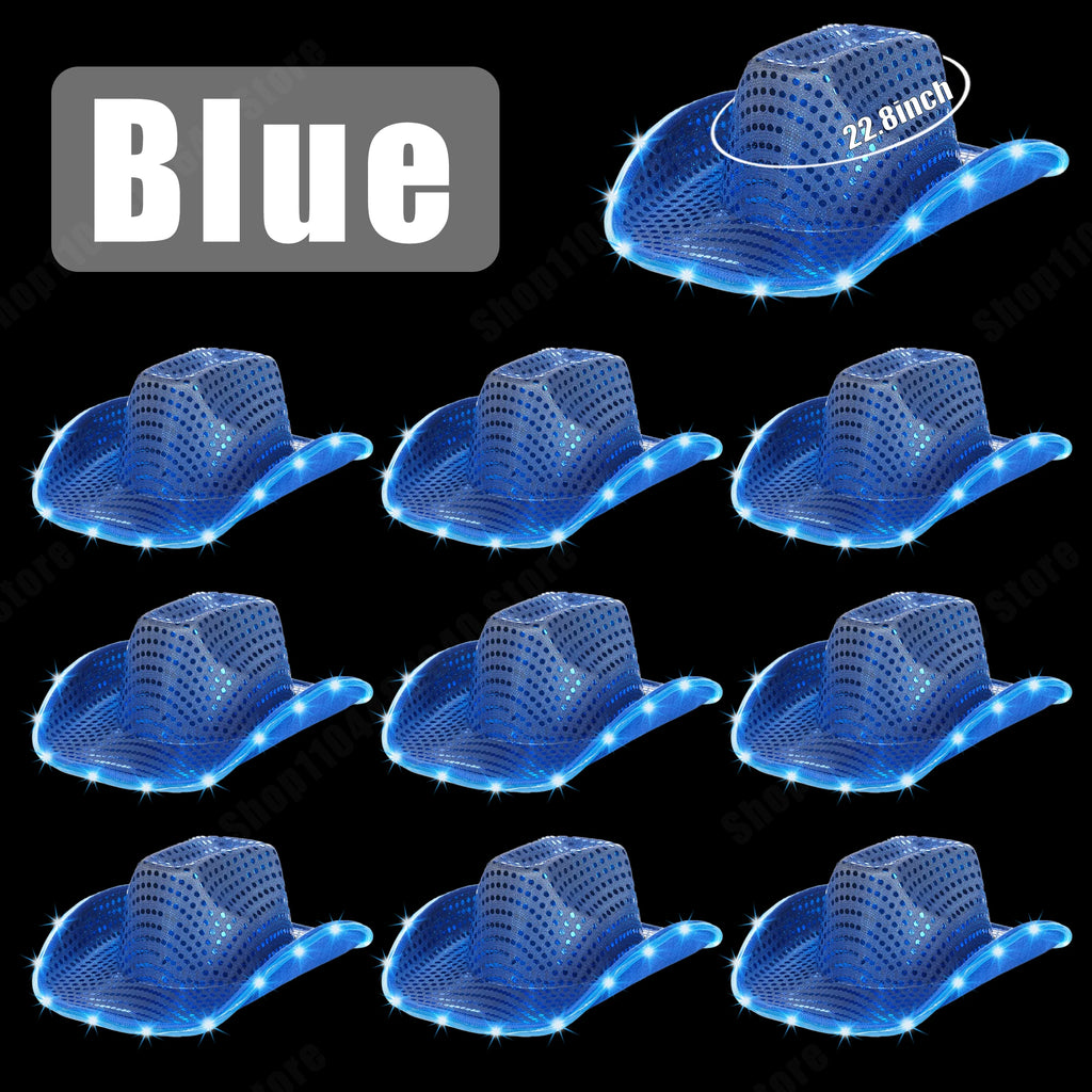 8-80PC Light Up LED Cowboy Hats