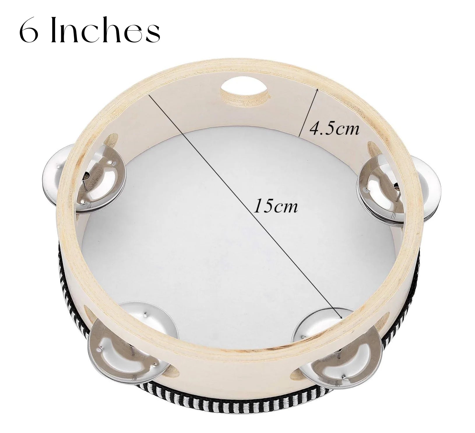 10-60PC 4/6/8Inch Wooden Handheld Tambourines Drums with Jingles