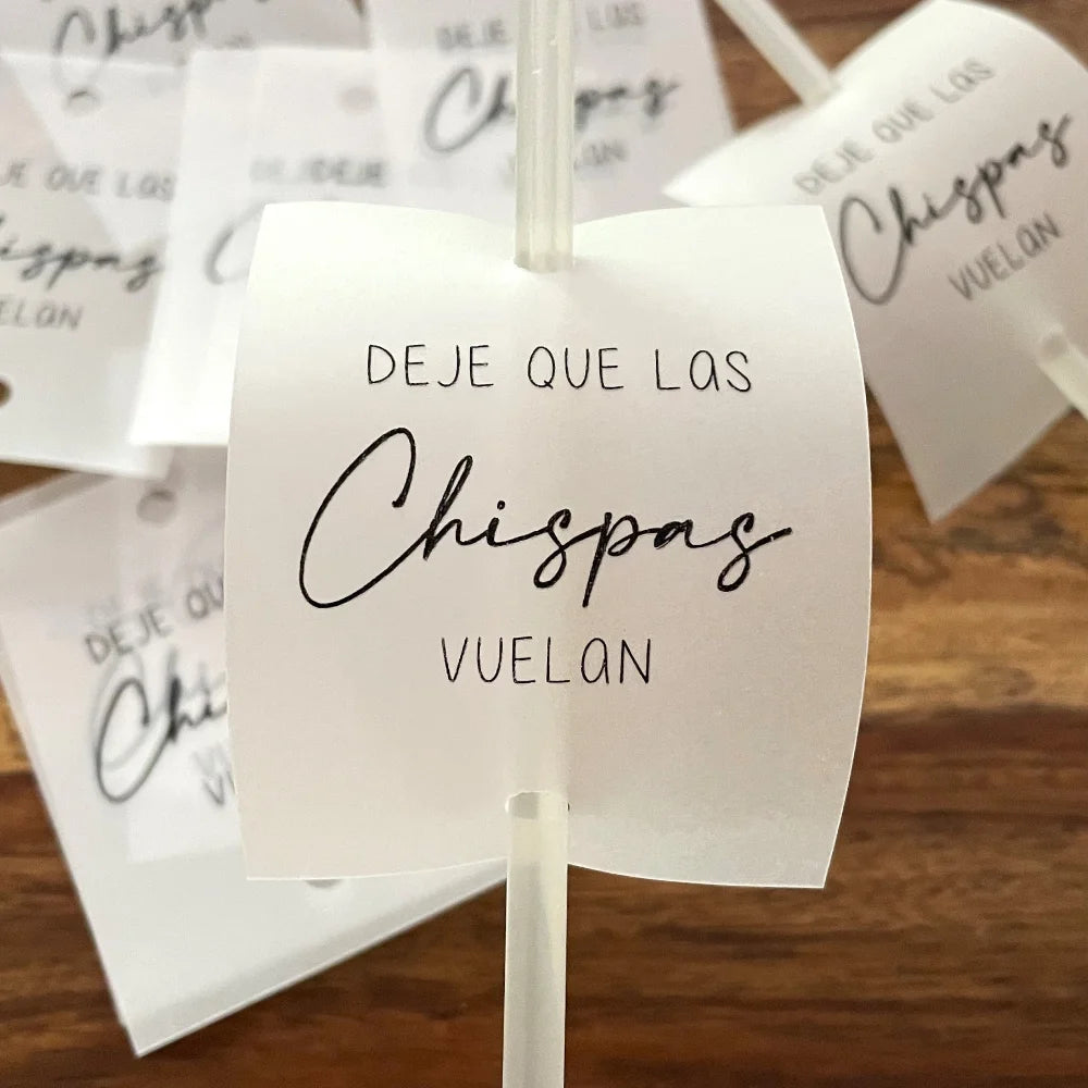 20/50PC Personalised Sparkler Tags Labels For Fireworks Vellum Decor