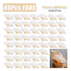 12-90PC 84CM White Paper Umbrella Parasol & Folding Hand Fan Set