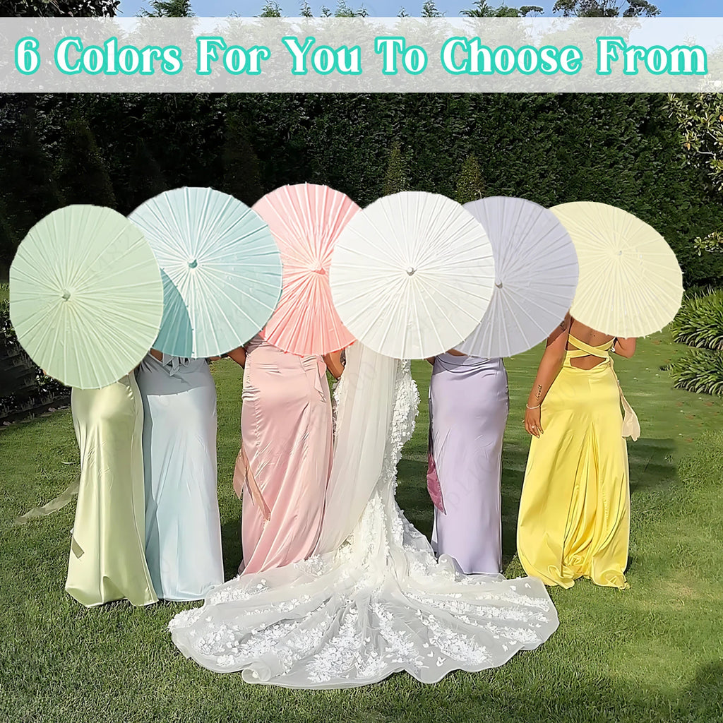 24-90PC 84CM Customised Wooden Handle Paper Umbrellas Parasols