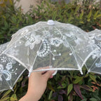 8PC Mini White Embroidered Umbrellas
