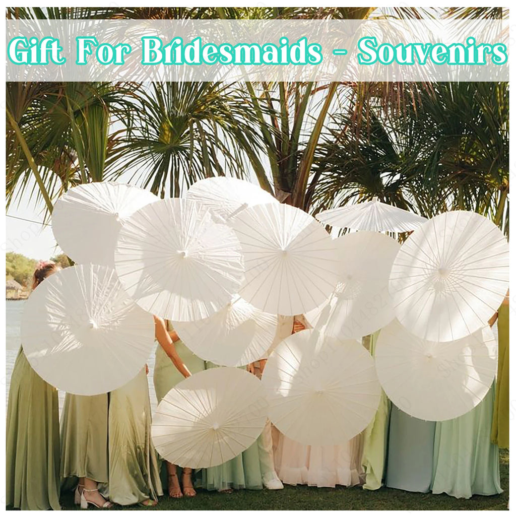 24-90PC 84CM Customised Wooden Handle Paper Umbrellas Parasols