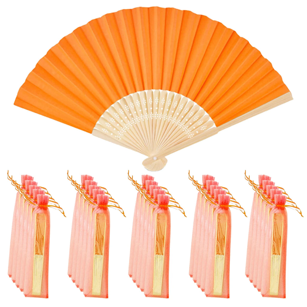 40-240PC Folding Hand Fans Optional Fabric Gift Bag