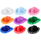 Light Up LED Cowboy Hat With Feather Optional Sunglasses