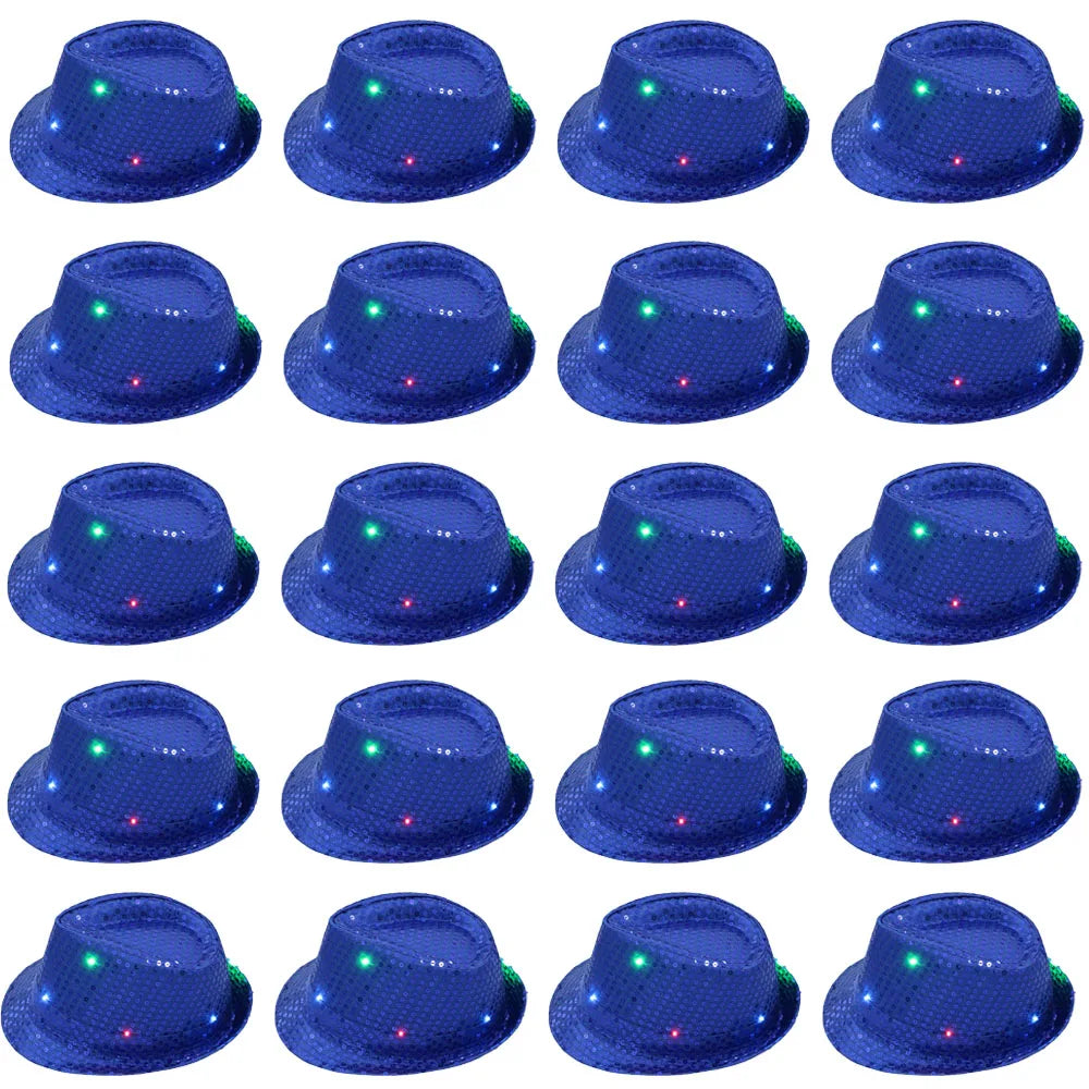 Light Up Straw Fedora Hats