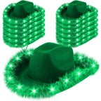Light Up LED Cowboy Hat With Feather Optional Sunglasses