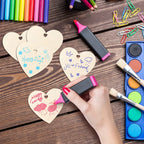 10/20/60PC Wooden Blank Heart DIY Crafts with Natural Twine