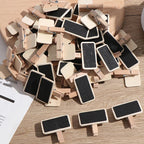 50PC Mini Rectangular Wooden Blackboard Message Slate Board Cards