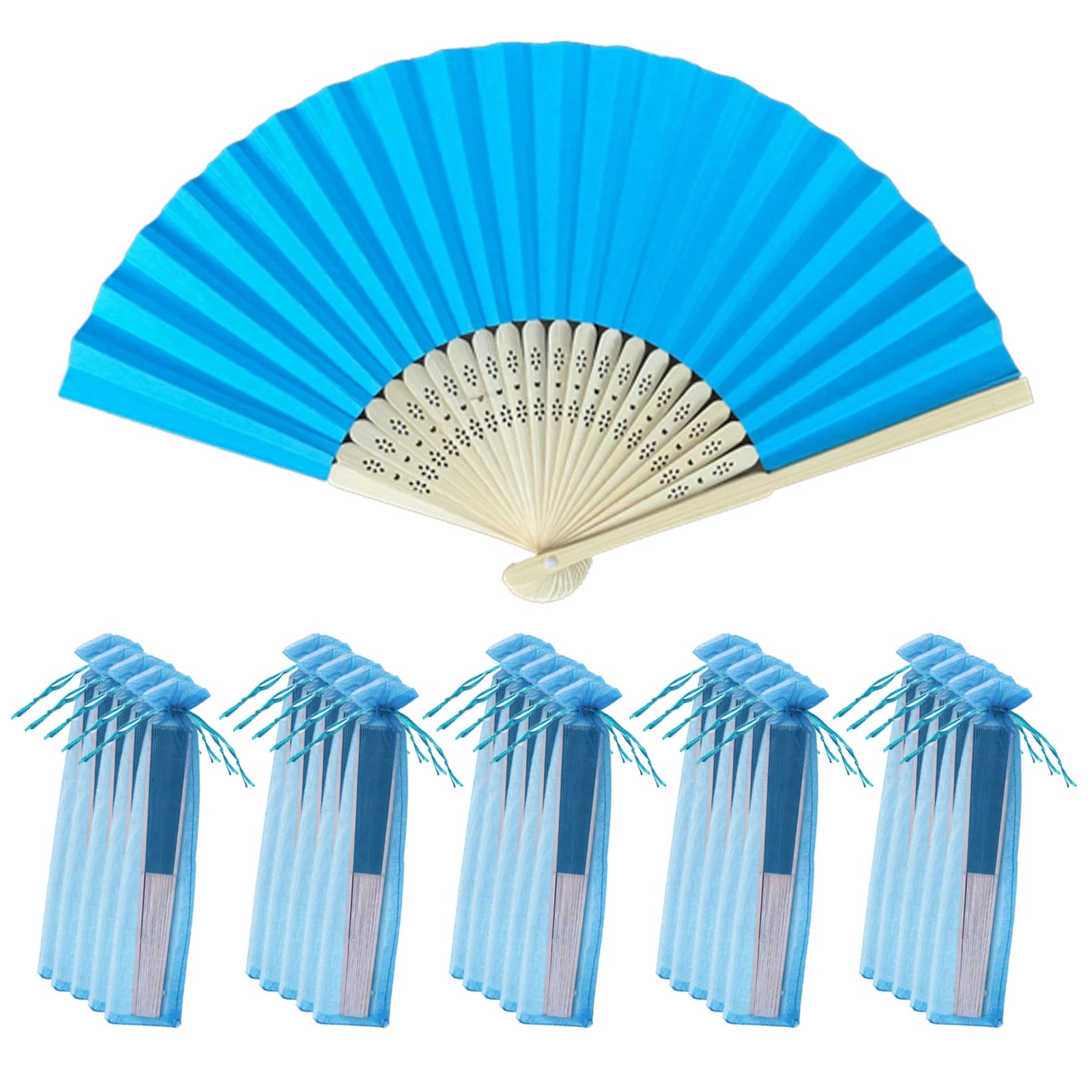 40-240PC Folding Hand Fans Optional Fabric Gift Bag