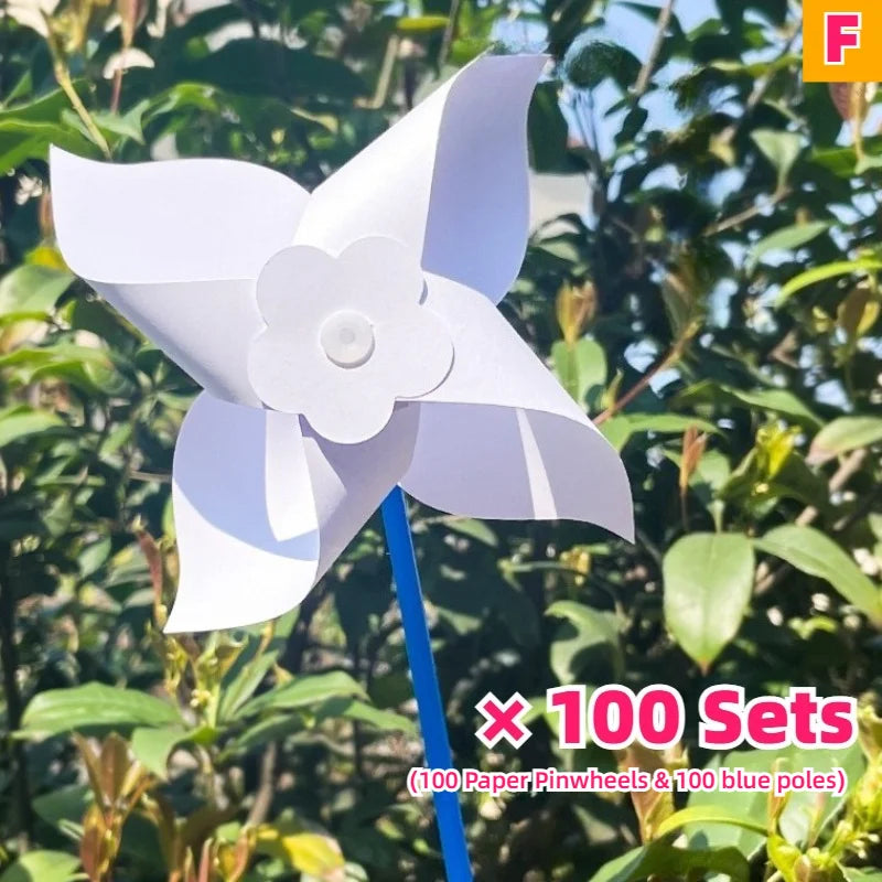 100PC Blank DIY Paper Pinwheels