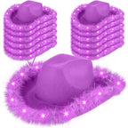Light Up LED Cowboy Hat With Feather Optional Sunglasses
