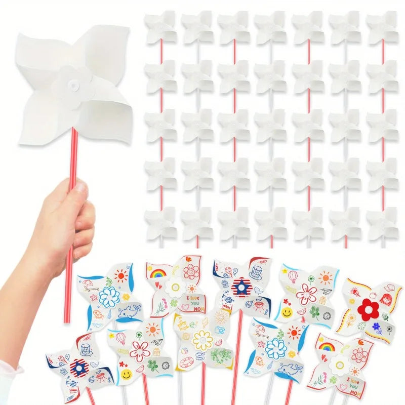 100PC Blank DIY Paper Pinwheels
