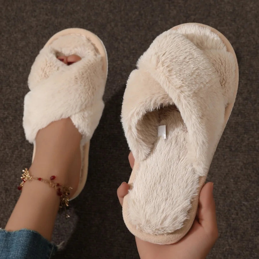 4-12 Sets Faux Fur Slippers