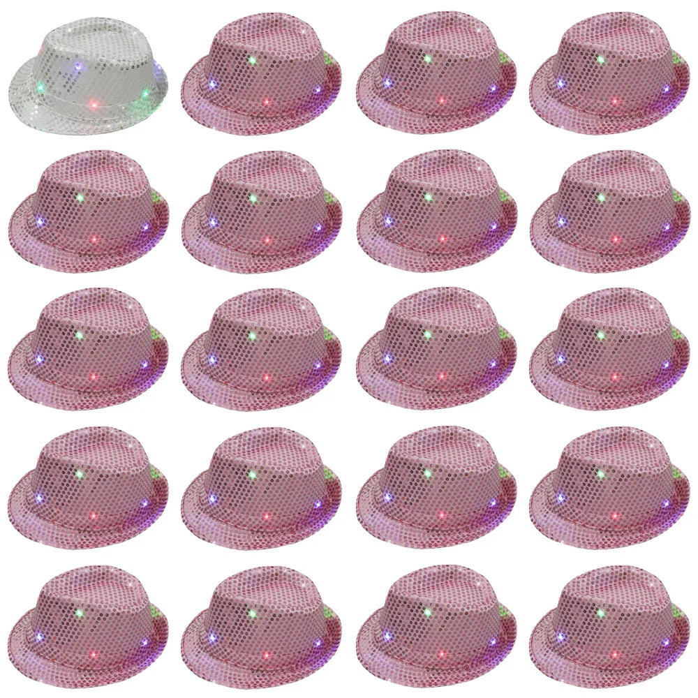 Light Up Straw Fedora Hats