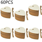 10/20/60PC Wooden Blank Heart DIY Crafts with Natural Twine