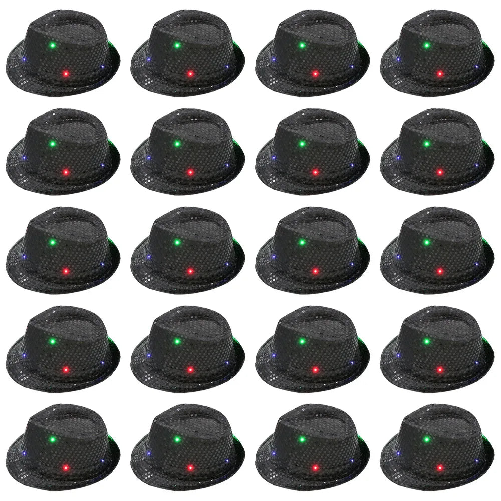 Light Up Straw Fedora Hats