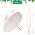 6PC 60/84cm White Paper Umbrellas Wooden Handle