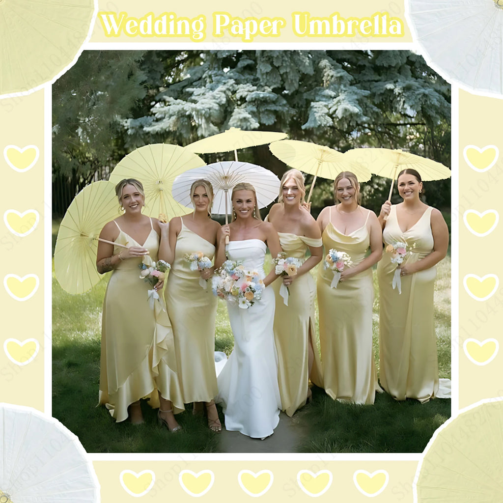 24-90PC 84CM Customised Wooden Handle Paper Umbrellas Parasols