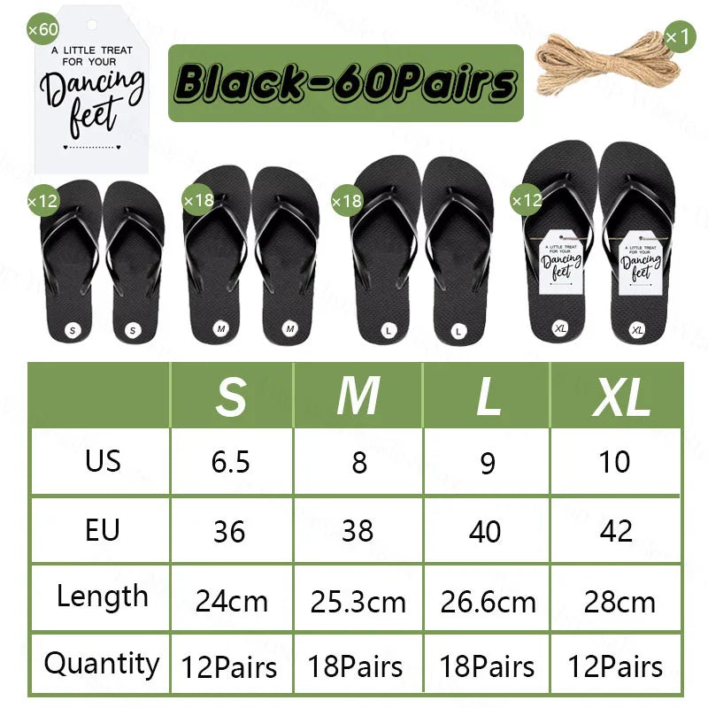 6-100 Pairs Flip Flops "A Little Treat For Your Dancing Feet" Tags