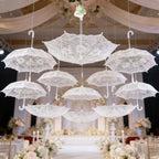 8PC Mini White Embroidered Umbrellas