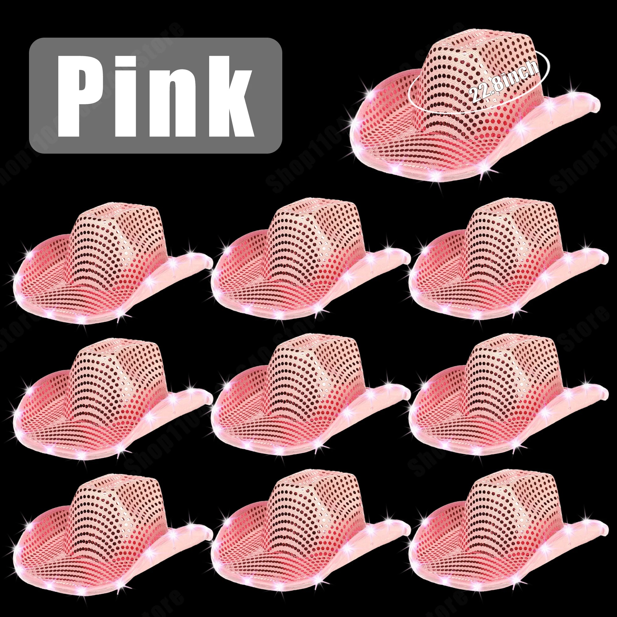 8-80PC Light Up LED Cowboy Hats