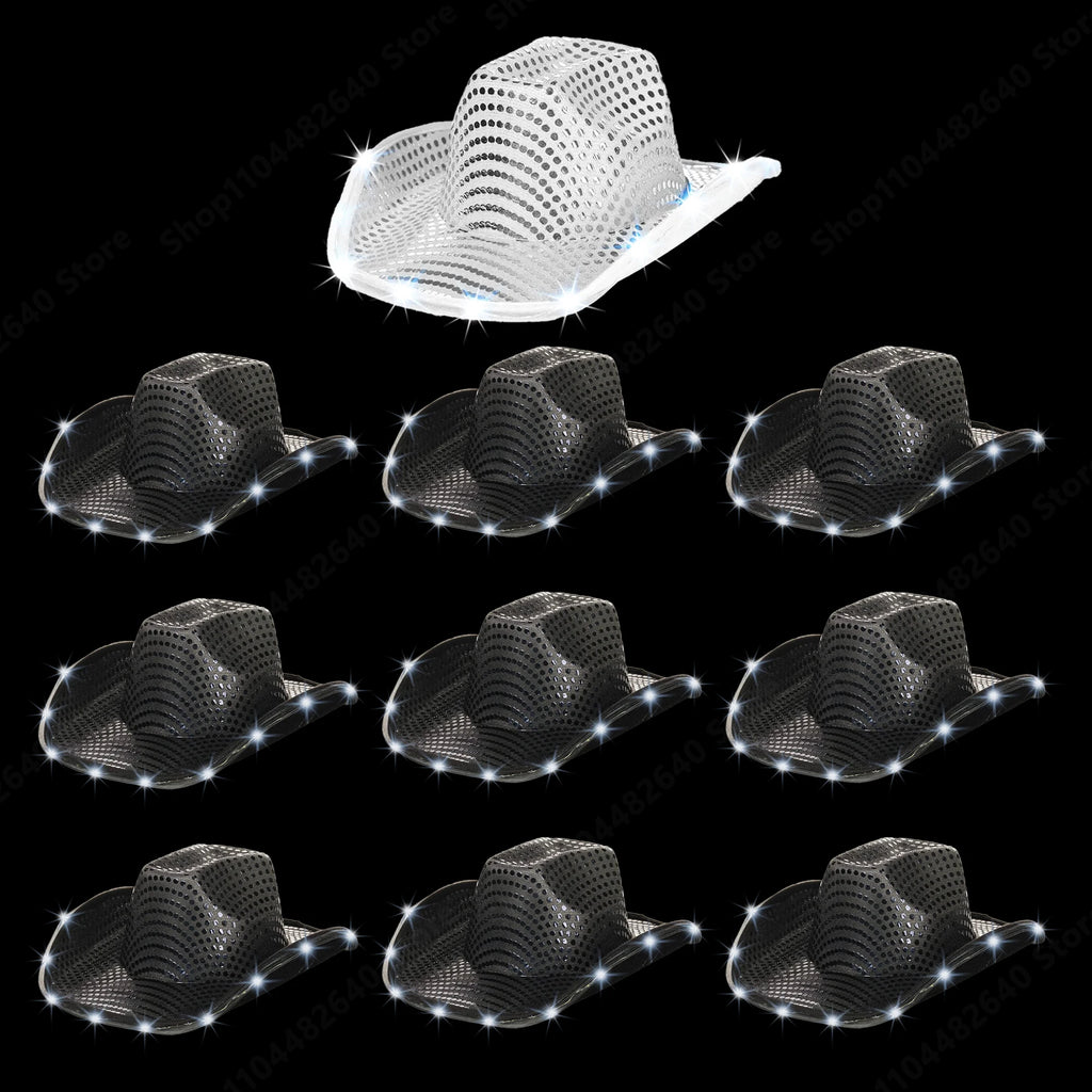 8-80PC Light Up LED Cowboy Hats