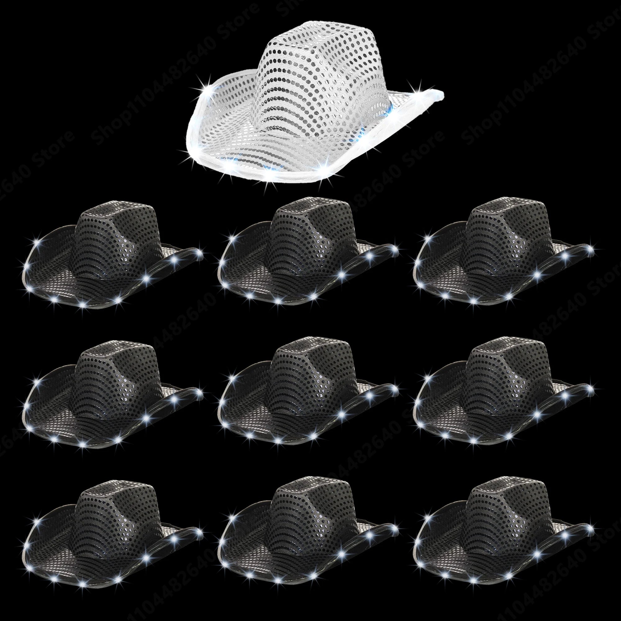 8-80PC Light Up LED Cowboy Hats