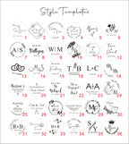 Collection of personalized monogram style templates on a white background