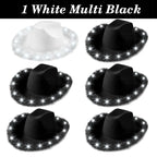 Light Up LED Cowboy Hat With Feather Optional Sunglasses