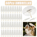 White Paper Umbrella Parasols Wooden Handle & Folding Hand Fan Set