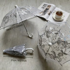 8PC Mini White Embroidered Umbrellas