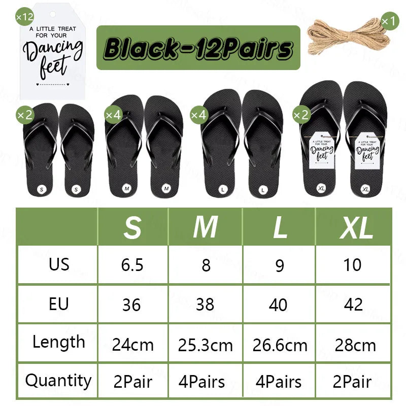 6-100 Pairs Flip Flops "A Little Treat For Your Dancing Feet" Tags