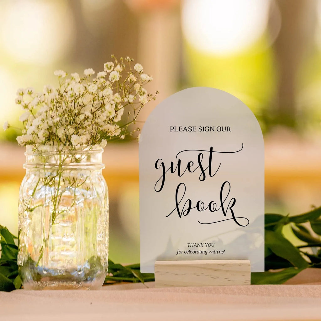 5-20PC Blank Frosted Arch Acrylic Sign with Wood Stand