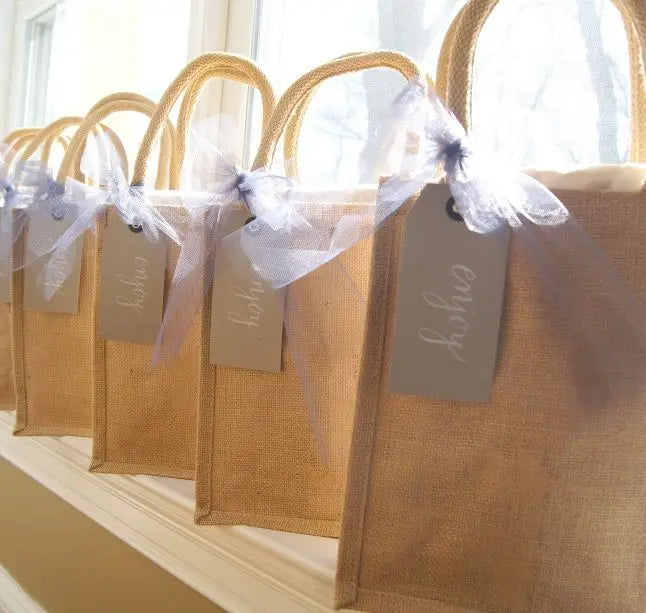 6-20PC Burlap Tote Bags with Handles