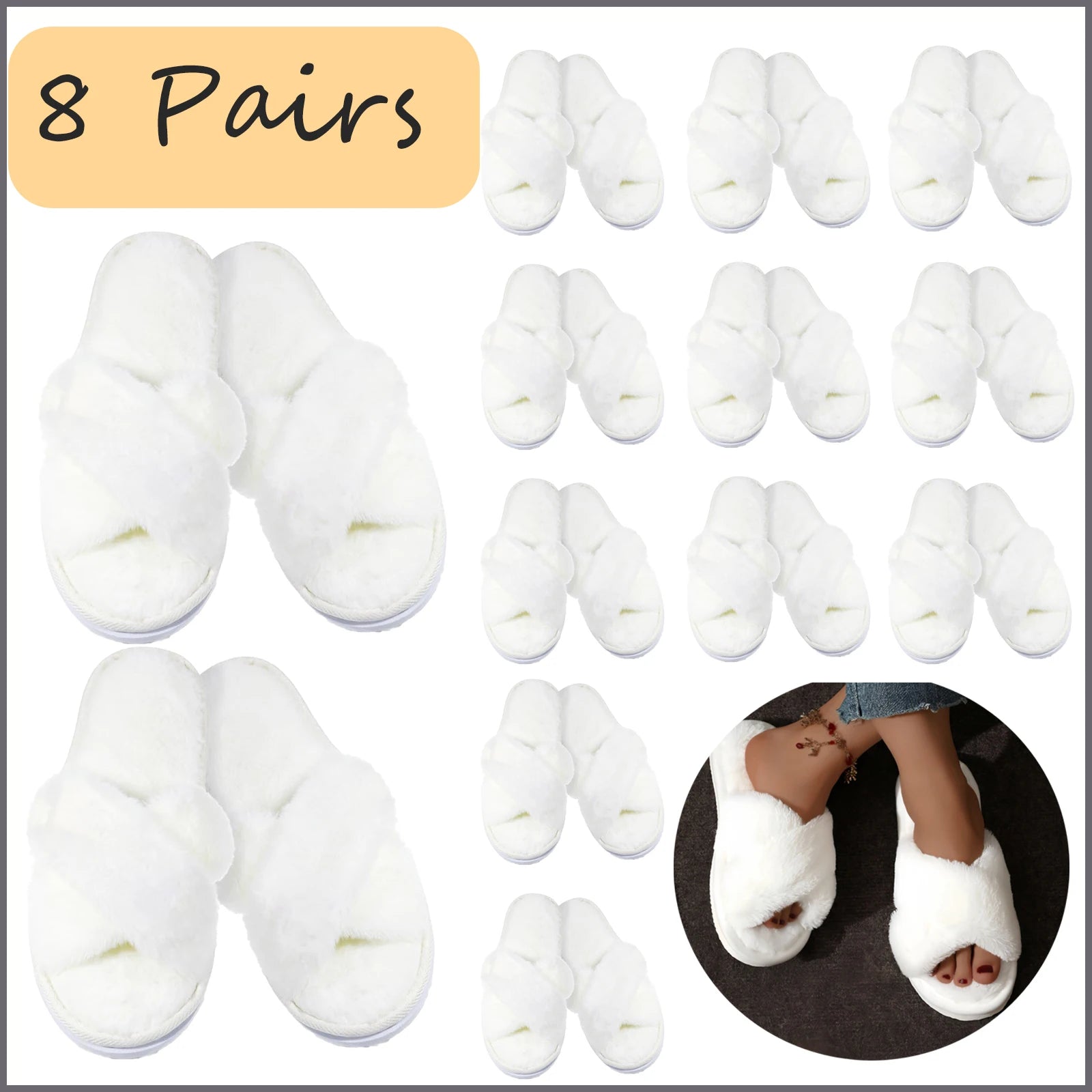 4-12 Sets Faux Fur Slippers