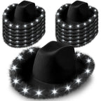 Light Up LED Cowboy Hat With Feather Optional Sunglasses