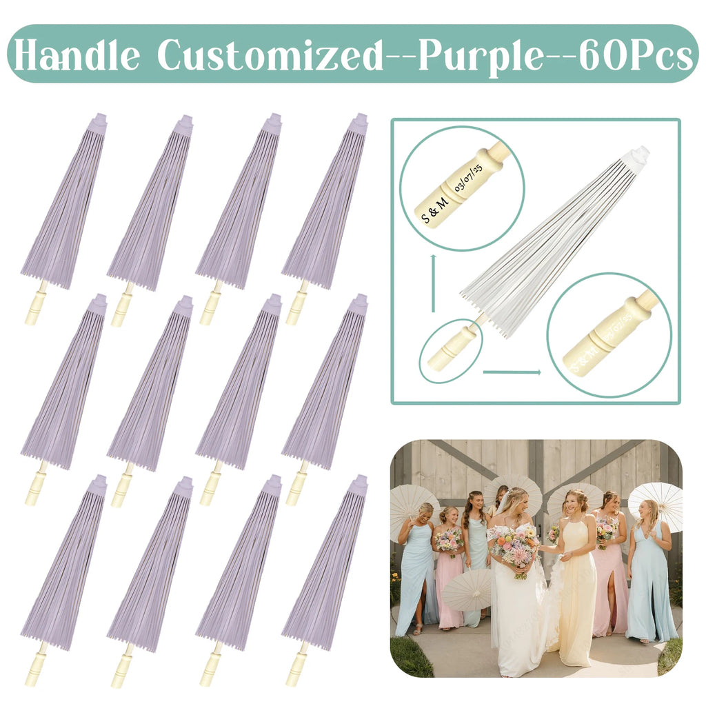 24-90PC 84CM Customised Wooden Handle Paper Umbrellas Parasols