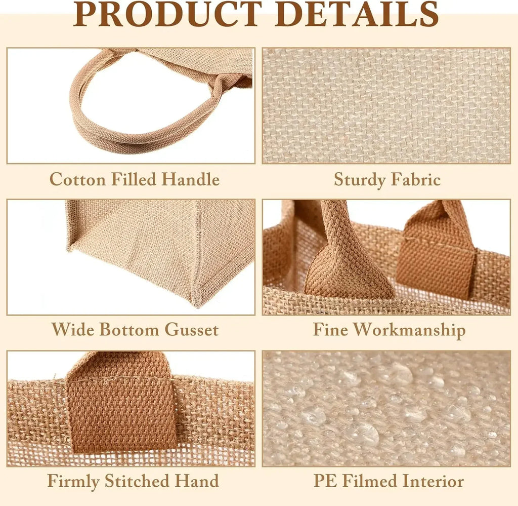 6-20PC Burlap Tote Bags with Handles
