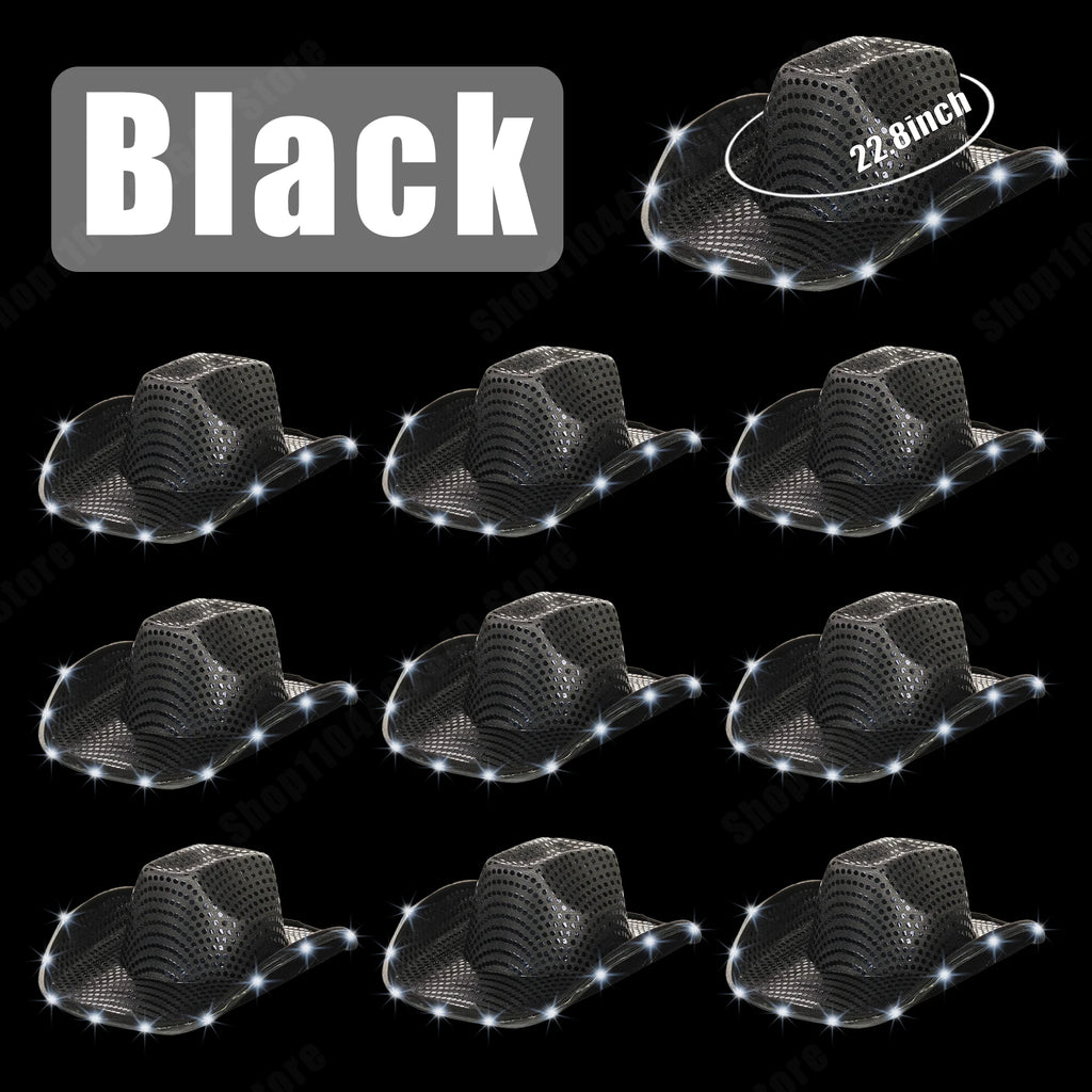 8-80PC Light Up LED Cowboy Hats