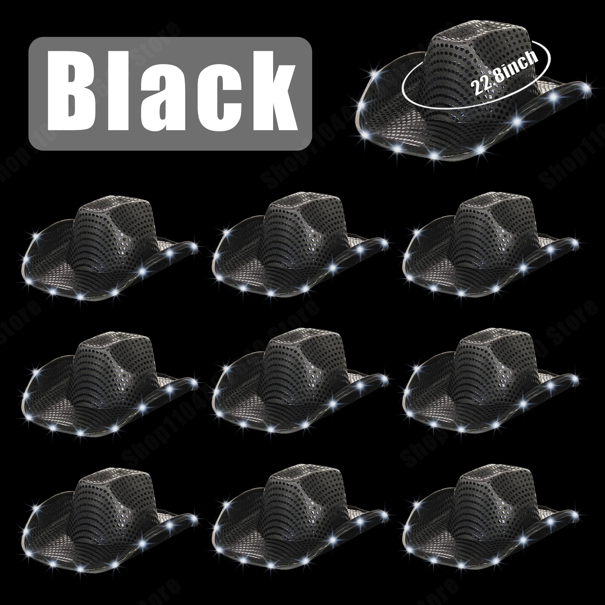 8-80PC Light Up LED Cowboy Hats