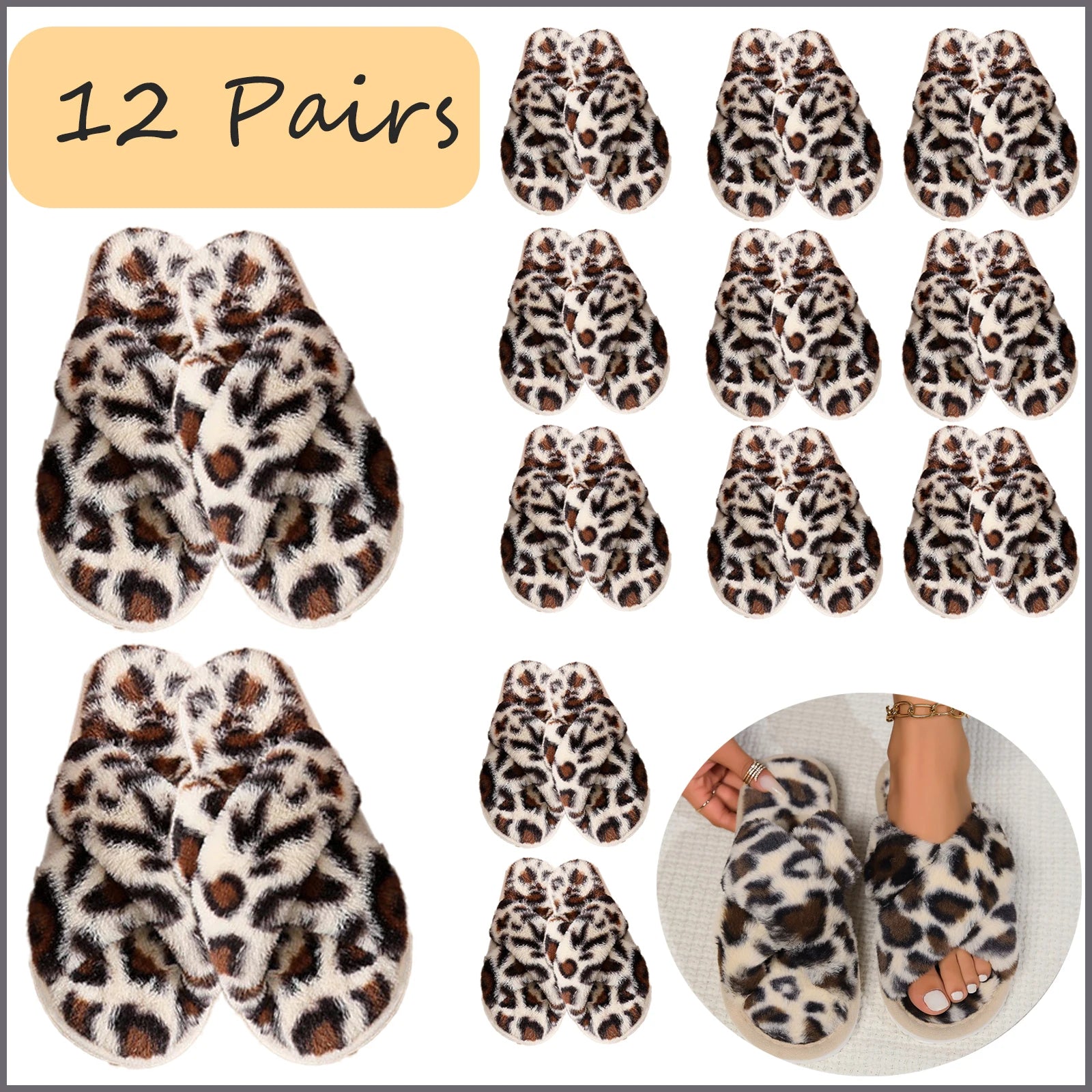 4-12 Sets Faux Fur Slippers