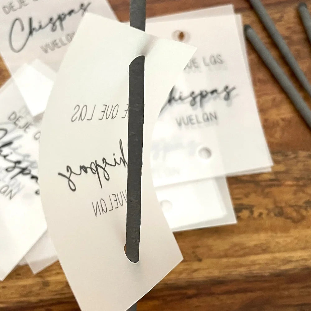 20/50PC Personalised Sparkler Tags Labels For Fireworks Vellum Decor