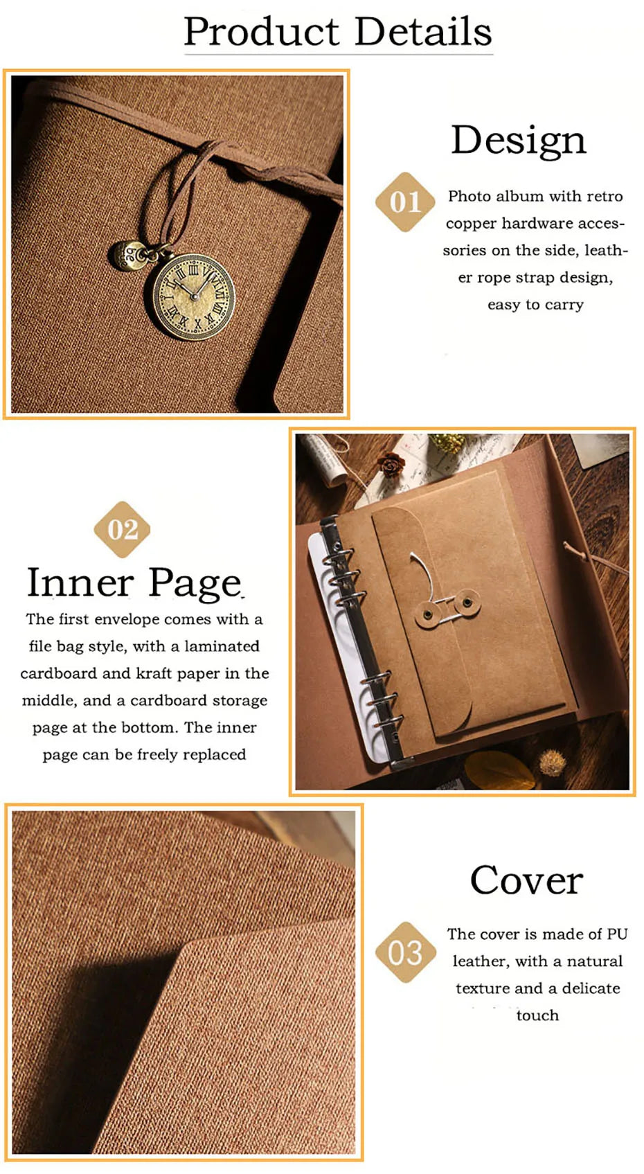 DIY Retro Leather Memory Book Photo Album